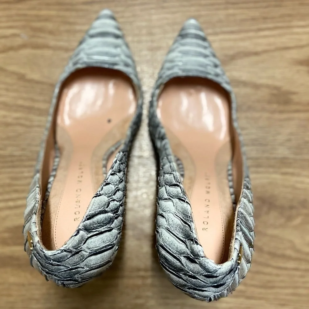 ROLAND MOURET Handmade Genuine Leather Python Pencil Heel